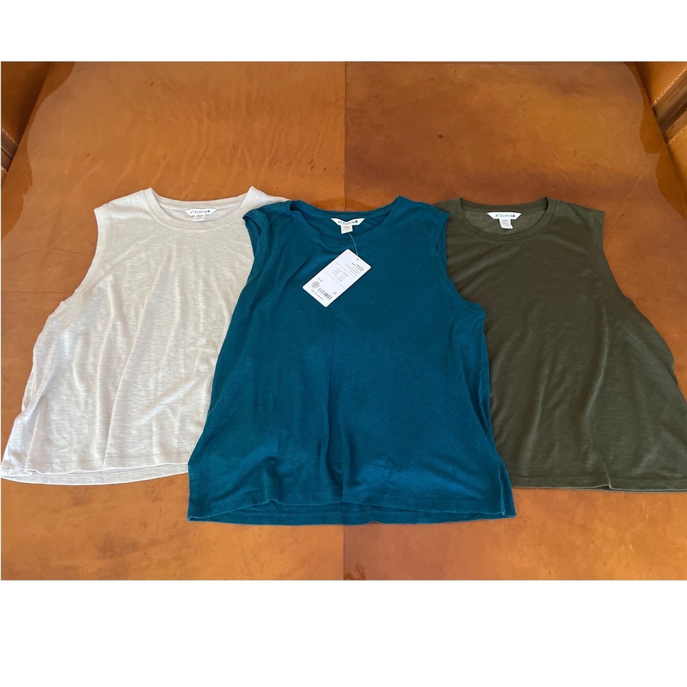 Three-Pack Women’s Sleeveless Tank Tops - Teal, Olive, Light Gray
